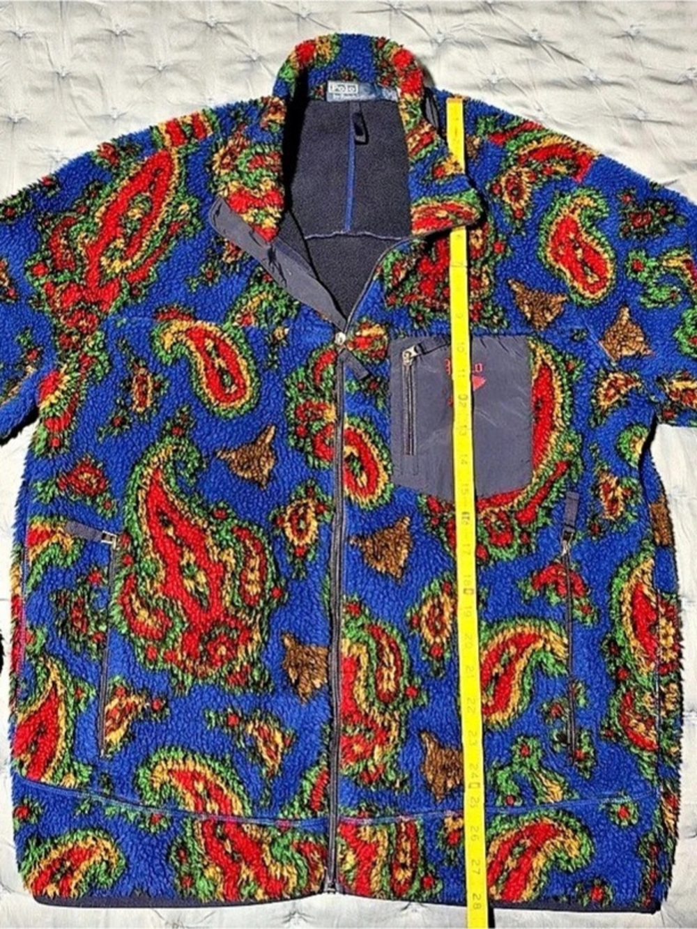 Polo Ralph Lauren Paisley Pile Fleece Jacket Blue & Red Medium